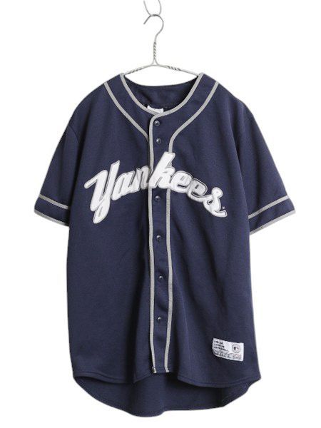 なクーポン配布中! ヤンキース ベースボール シャツ メンズ M MLB オフィシャル トゥルーファン 大リーグ ユニフォーム ゲームシャツ ジャージ 半袖シャツ 紺