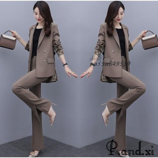 パンツスーツ セットアップ レディース 上下セット スーツジャケット 2点セット 通勤 入園式 オフィス チェック柄 お呼ばれ ビジネス 入学式 OL pai5a649539