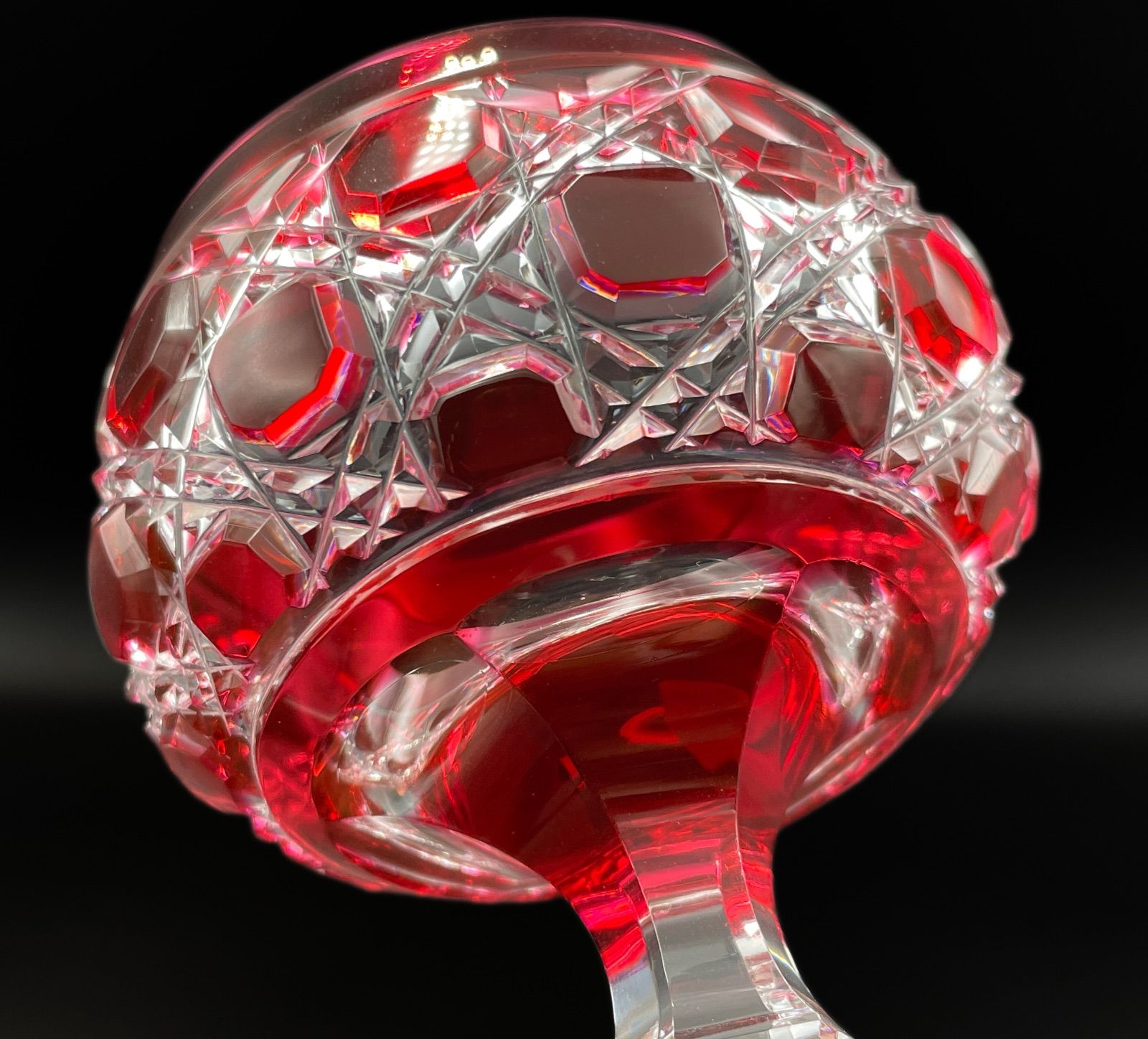 Baccarat バカラ クリスタルガラス ルビー被せ 超細密ダイヤモンドカット アンティーク 1880年頃 M048 IMPECCABLEHEALTHCARESERVICES_COM