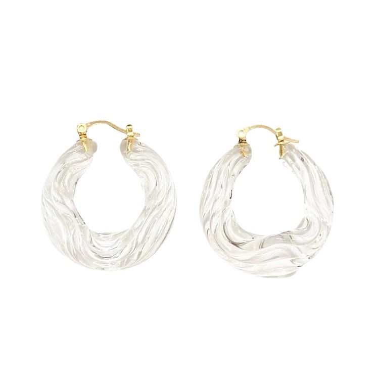 Glass Demi Lunar Earrings - clear - Mame Kurogouchi