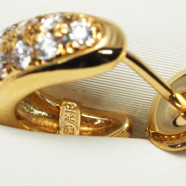 ミキモト ピアス ダイヤ ダイヤモンド パヴェ ハーフフープ K18YG  