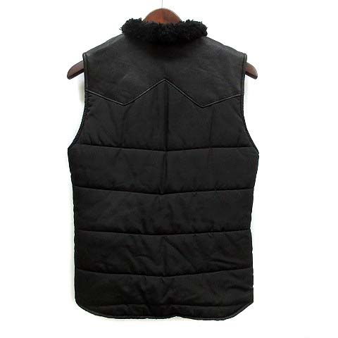 ヴァロッシュ VAROSH 襟ボア レザーヨーク 中綿 ベスト ブラック 黒 S  