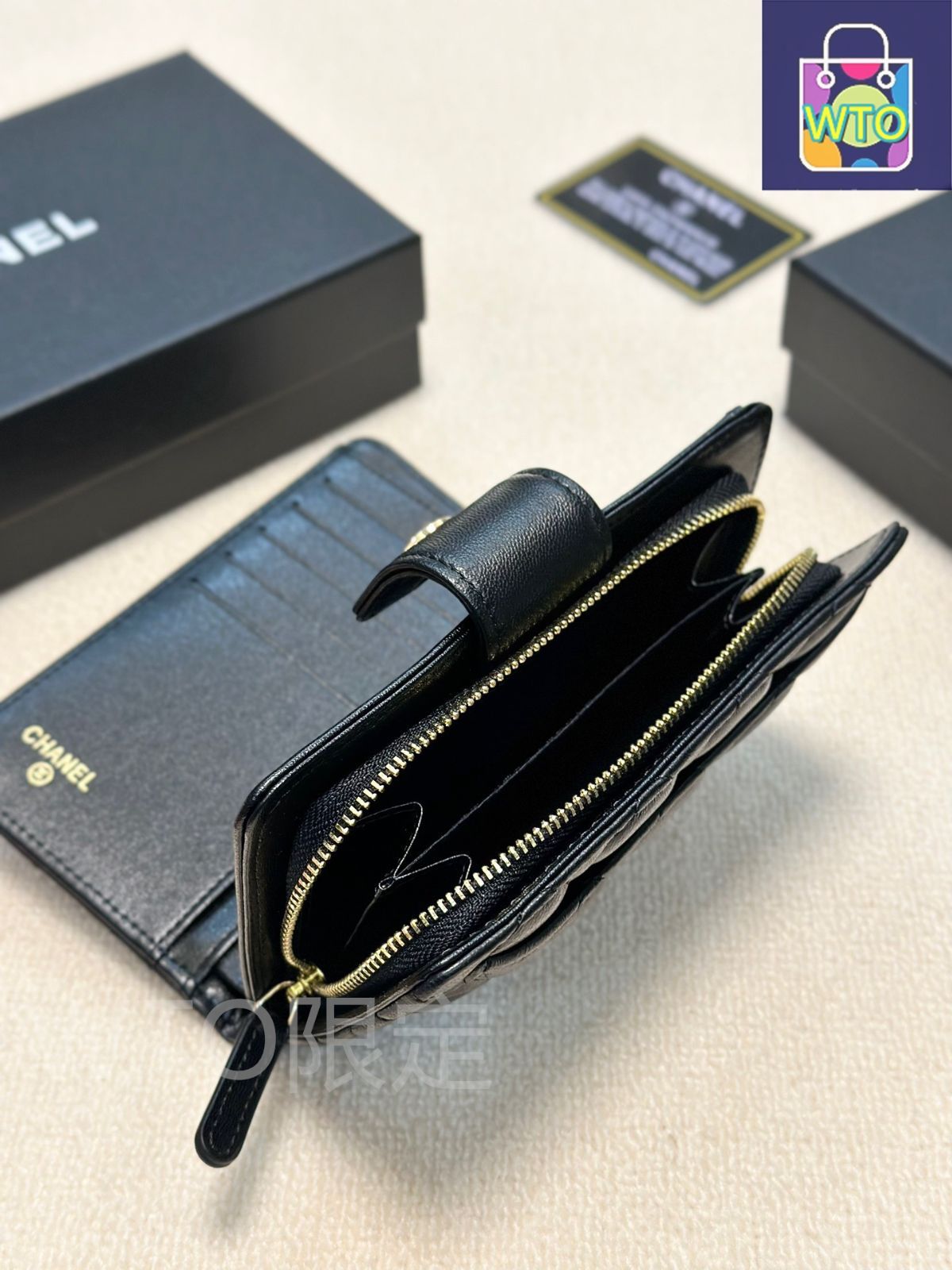 CHANEL シャネル 二つ折り財布 ゴールド ミニ ウォレット 本日特価] シャネル レディース ウォレット 2つ折り ブラック