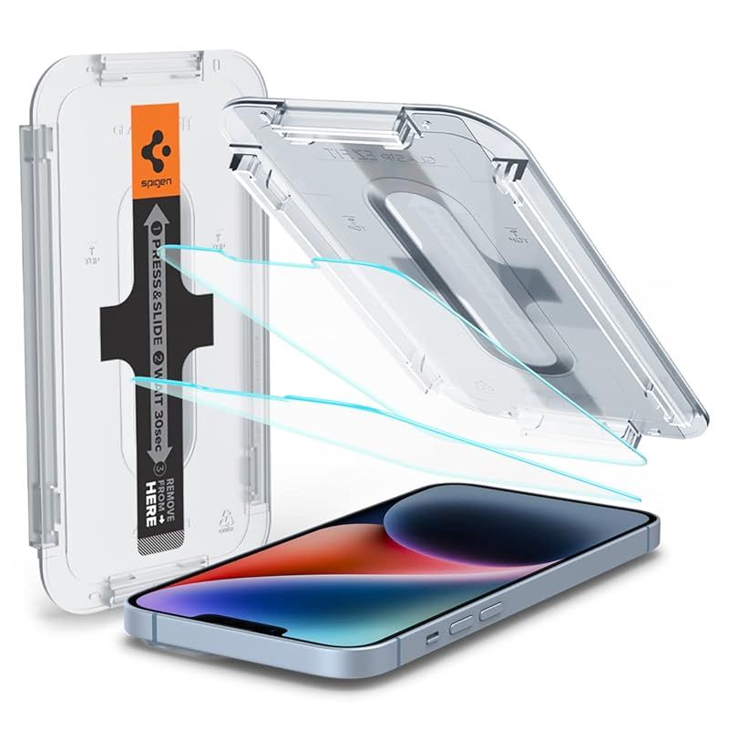 Spigen EZ Fit ガラスフィルム iPhone 14、iPhone 13、iPhone 13 Pro 用 貼り付けキット付き iPhone14、iPhone13、iPhone13Pro 対応 保護 フィルム 2枚入 1