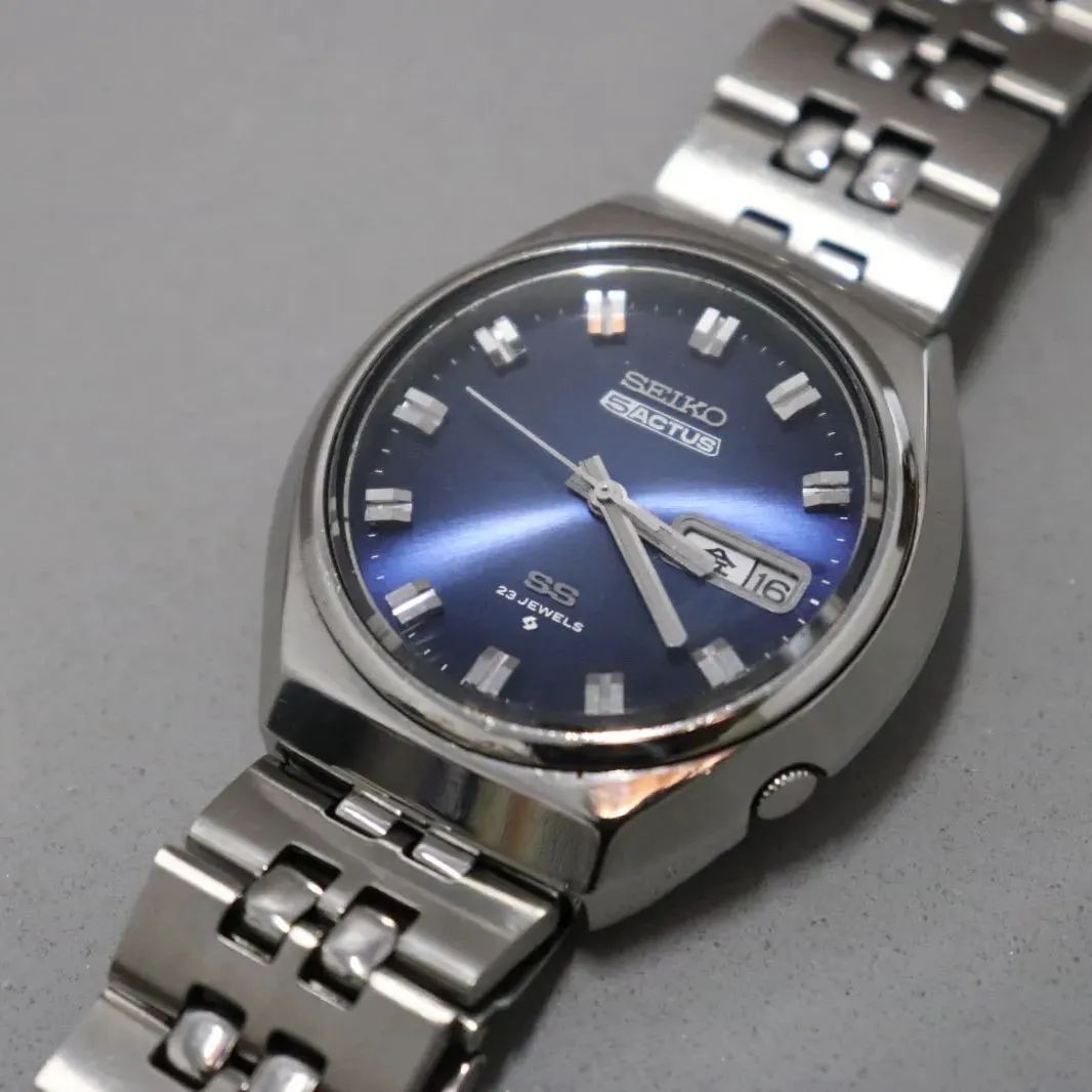 【1970年代】OH済 SEIKO 5 ACTUS SS セイコーファイブ アクタス メタリックブルーダイヤル 6106-8680　専用ブレス