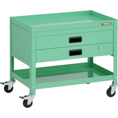 ＴＲＵＳＣＯ ツールワゴン ラビットワゴン ７００Ｘ４５０ＸＨ６００ ２段 ２段引出付 ゴム車輪 ヤンググリーン