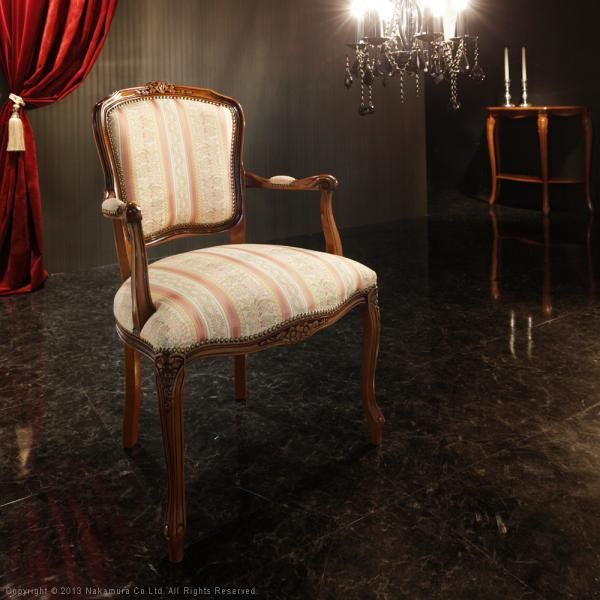 送料無料(一部除く)新品 ダイニングチェア 1脚 単品 椅子 ひじ掛け アームチェアー 天然木製 猫脚 北欧 ヨーロッパ おしゃれ 高級感 上質 優美 装飾 彫刻 アンティーク調 レトロ 【mst-42200033】