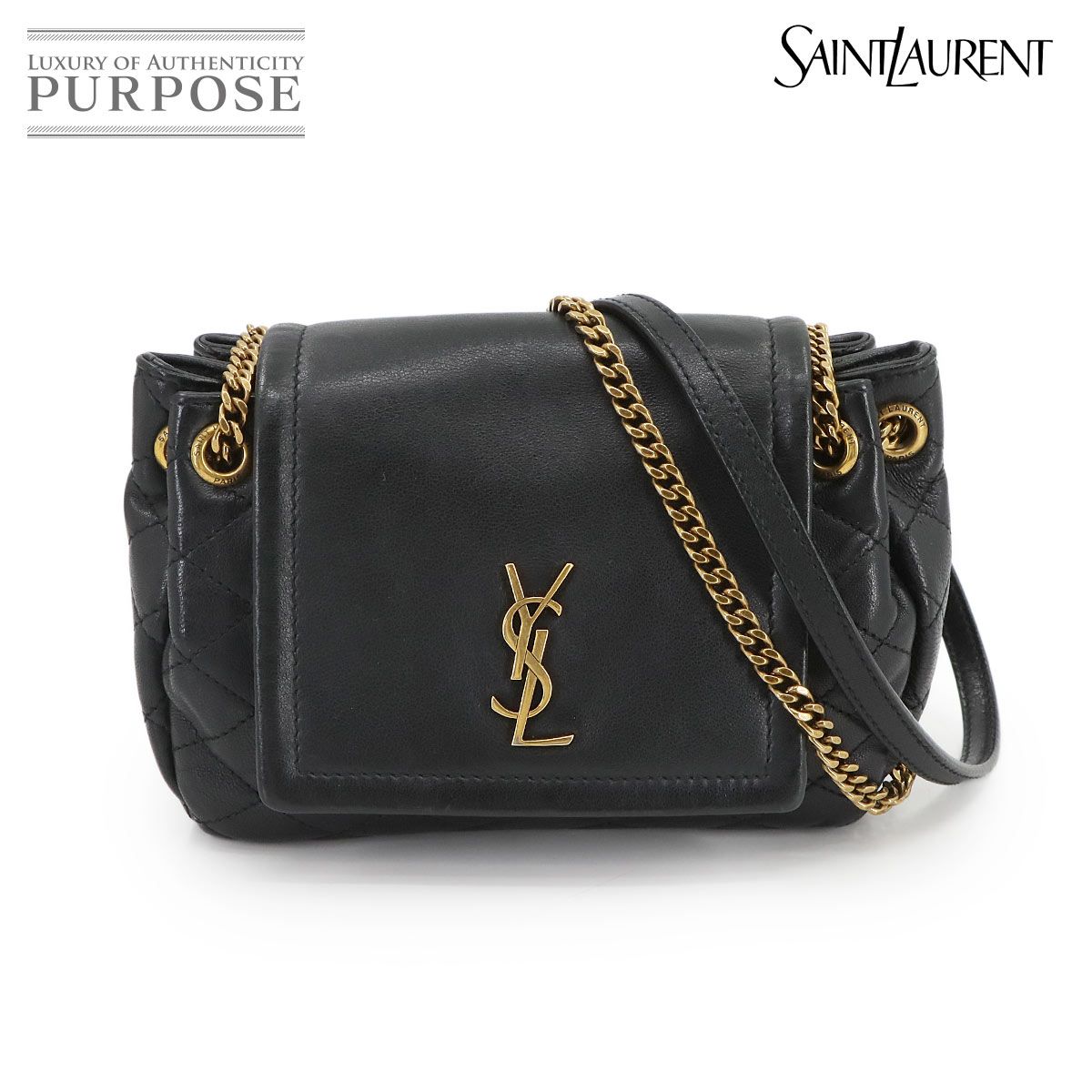 サンローラン SAINT LAURENT モノグラム ノリータ ミニ ショルダー バッグ レザー ブラック 672738 Mini NOLITA 90296093