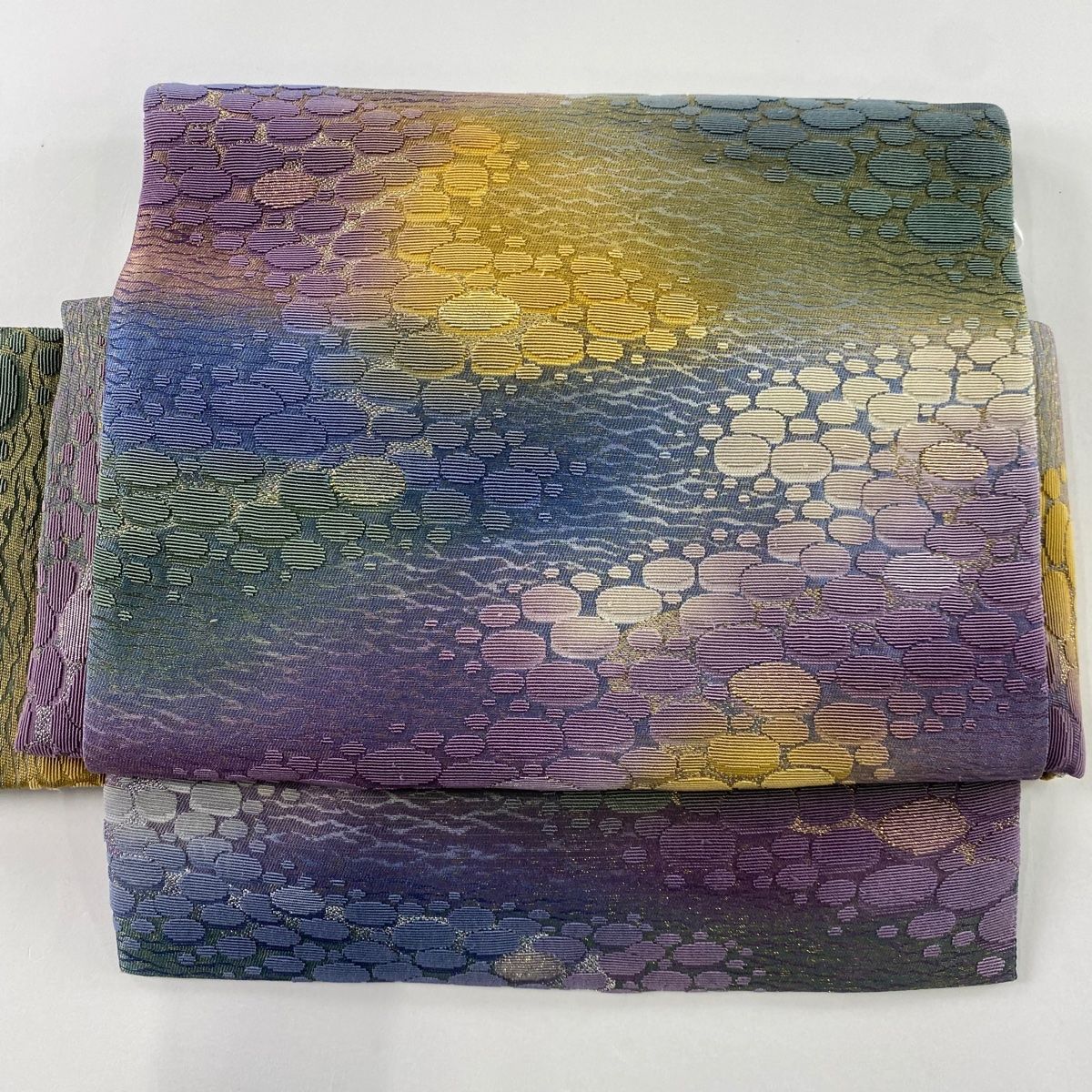 付け帯 名品 作り帯 石畳 箔 青紫 正絹