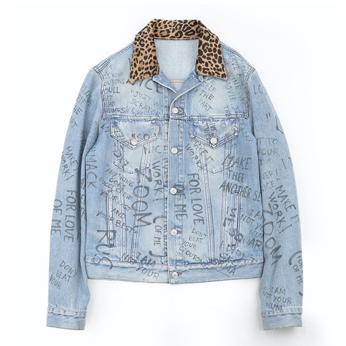 グッチ ウォッシュド 襟 切替 デニム ジャケット Gジャン ペイント