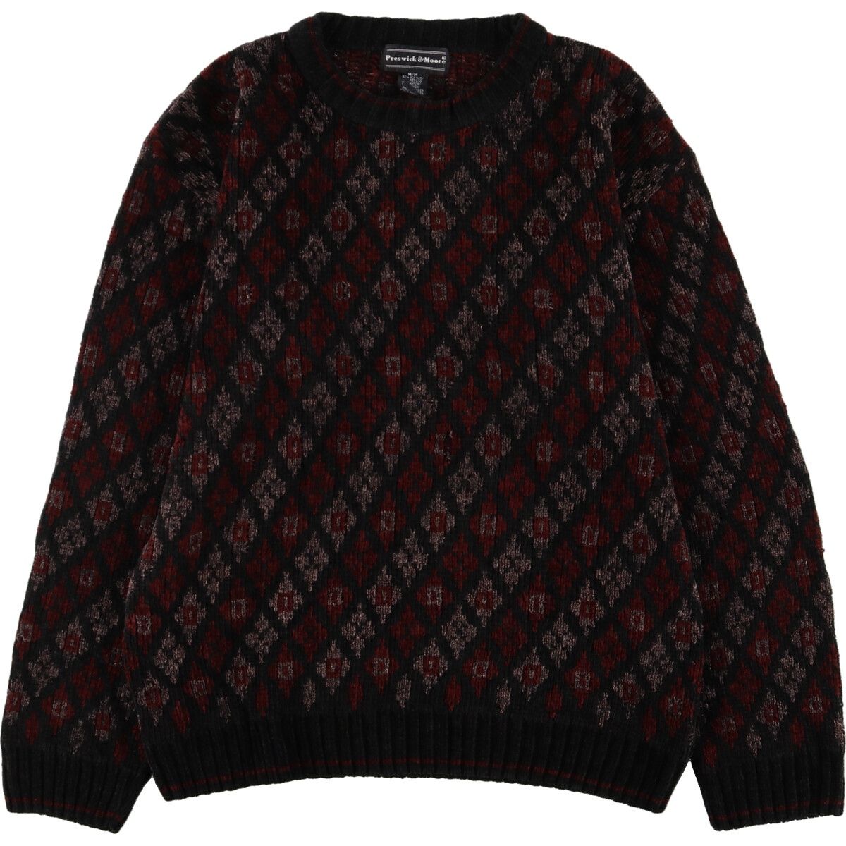 古着 Preswicku0026Moore 総柄 アクリルニットセーター メンズXL/eaa362198