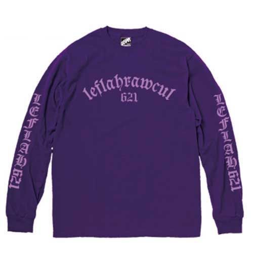 大人気，人気SALE LEFLAH レフラー OLD-E アーチLOGO LONG TEE ロンティー Tシャツ T-SHIRTS 長袖 (PURPLE) 七分・長袖カットソー