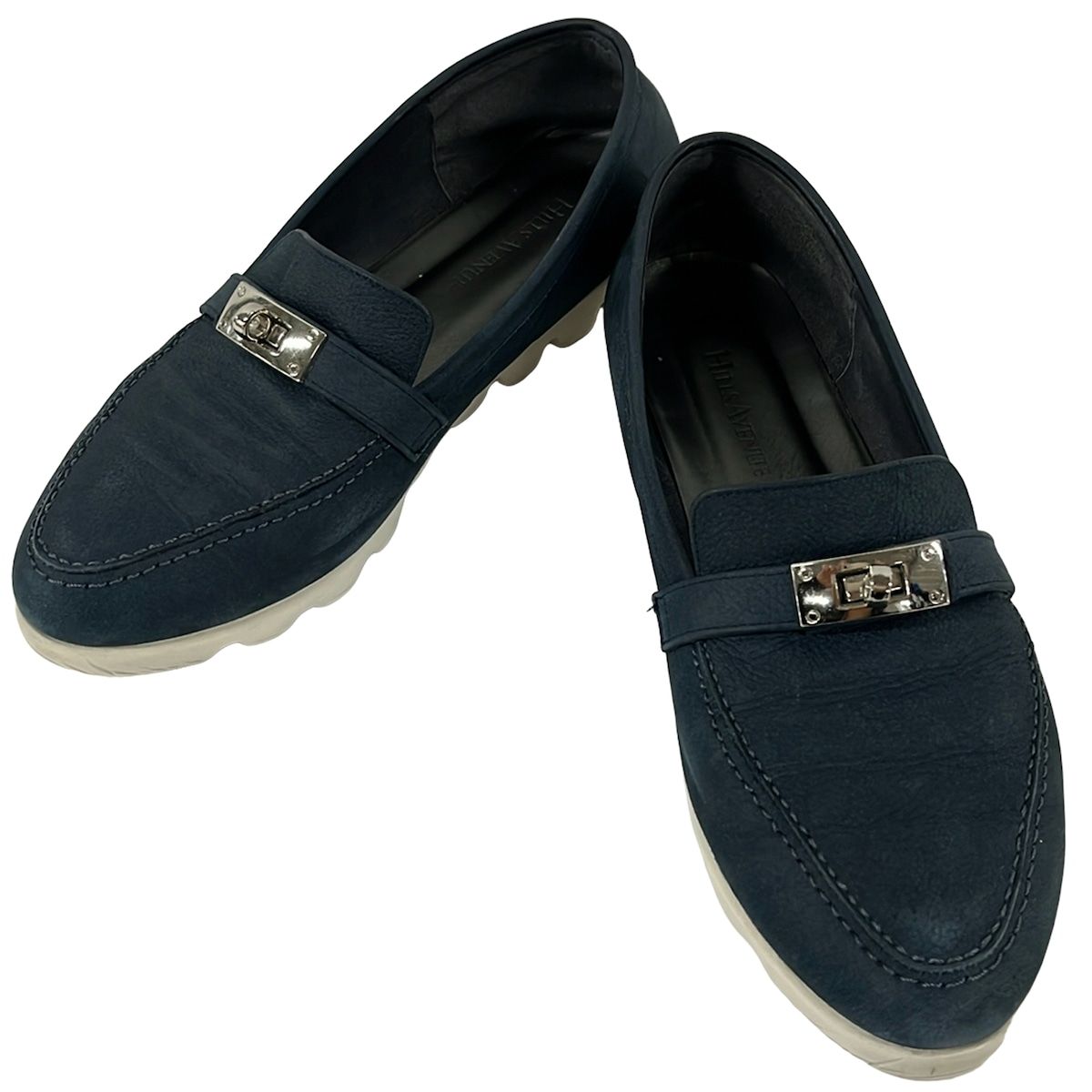 Hills Avenue 自由が丘 ヒルズ アベニュー ローファー 24.5 レディース - ネイビー ターンロック レザー