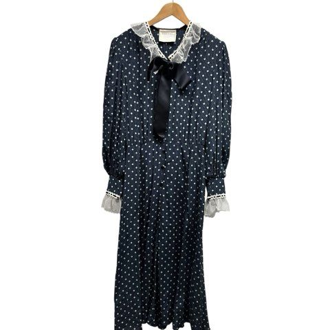 キミジマ KIMIJIMA ドット柄 水玉 シルクロングワンピース