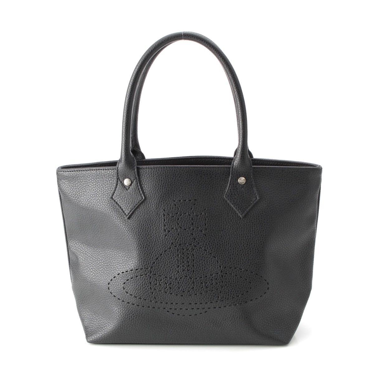 ヴィヴィアンウエストウッド　ハンドバッグ　オーブ　型押しロゴ　ブラック　レザー Vivienne Westwood ヴィヴィアンウエストウッド オーブ