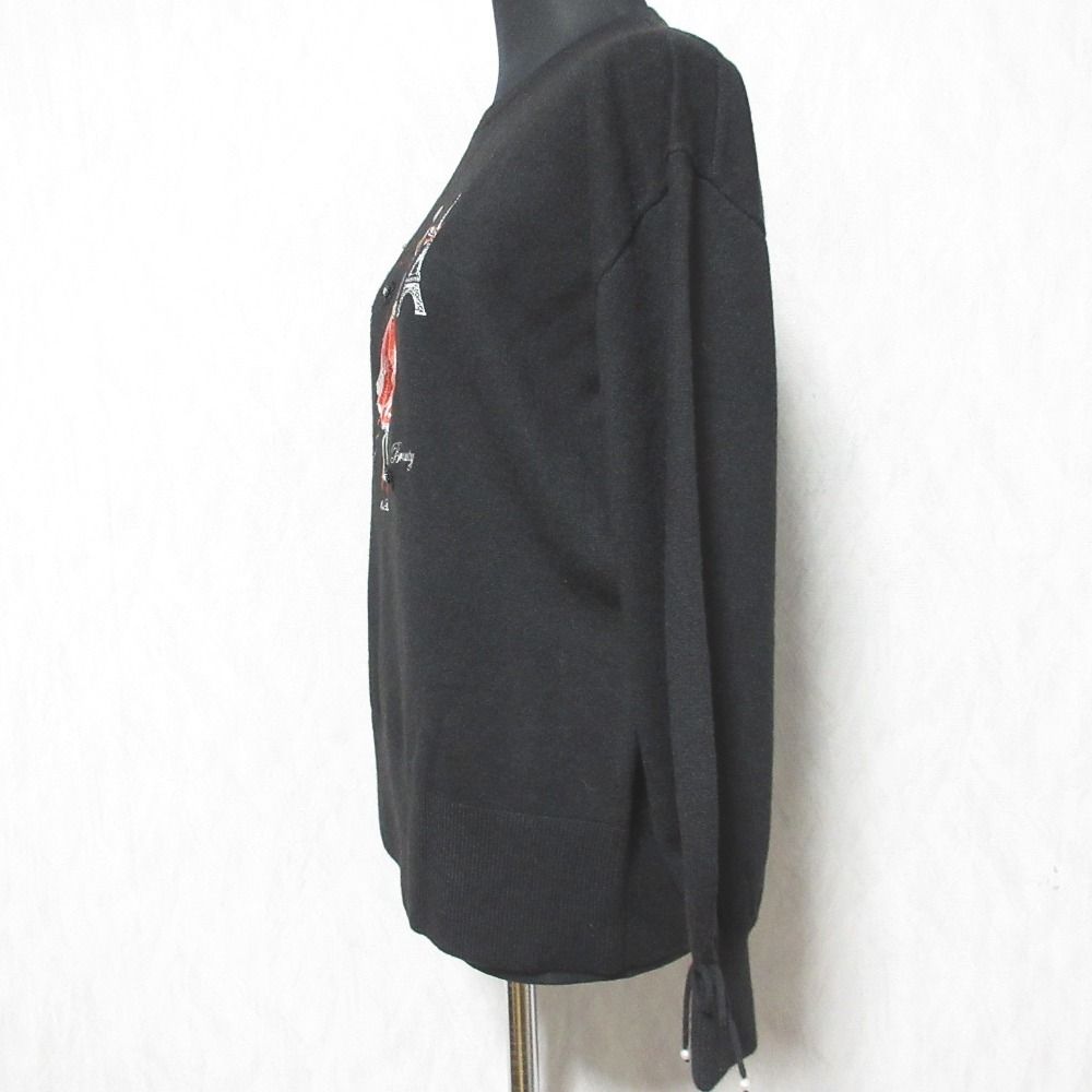 未使用 24AW SuperBeauty スーパービューティー 刺しゅう入りクルーネックセーター プルオーバー ニット 40 ブラック レディース 古着 中古 未使用 24AW SuperBeauty スーパービューティー 刺しゅう入り