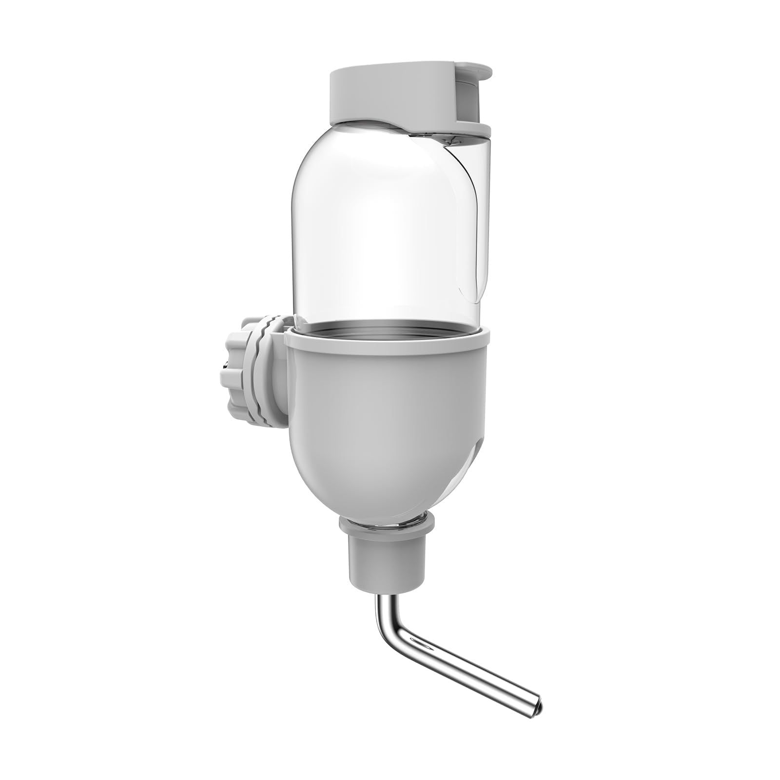 ウサギ 水飲み器 小動物用 ウォーターボトル ケージ用 ハムスター 給水器 水漏れ防止機能付き 取り付け 簡単 グレー 500ml