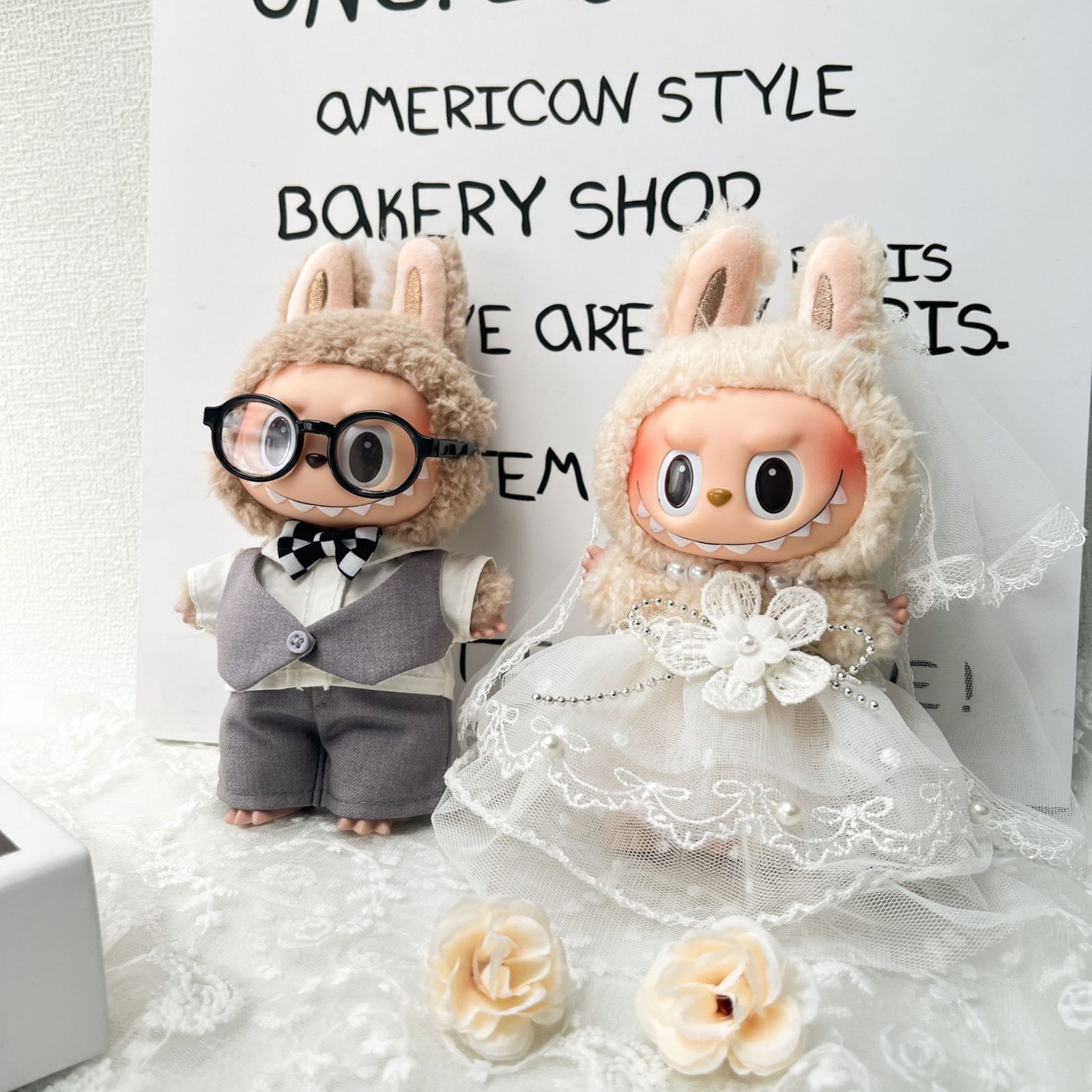 Labubu Zimomo着せ替え服 ウェディングドレス王冠・ネックレス付き LABUBU ウエディングドレスセット らぶぶ 服 - メルカリ