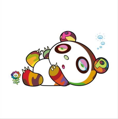 村上　隆　版画　パンダちゃん、眠い眠い。 村上隆「パンダちゃん、眠い眠い。」絵画 額付 版画 シルク