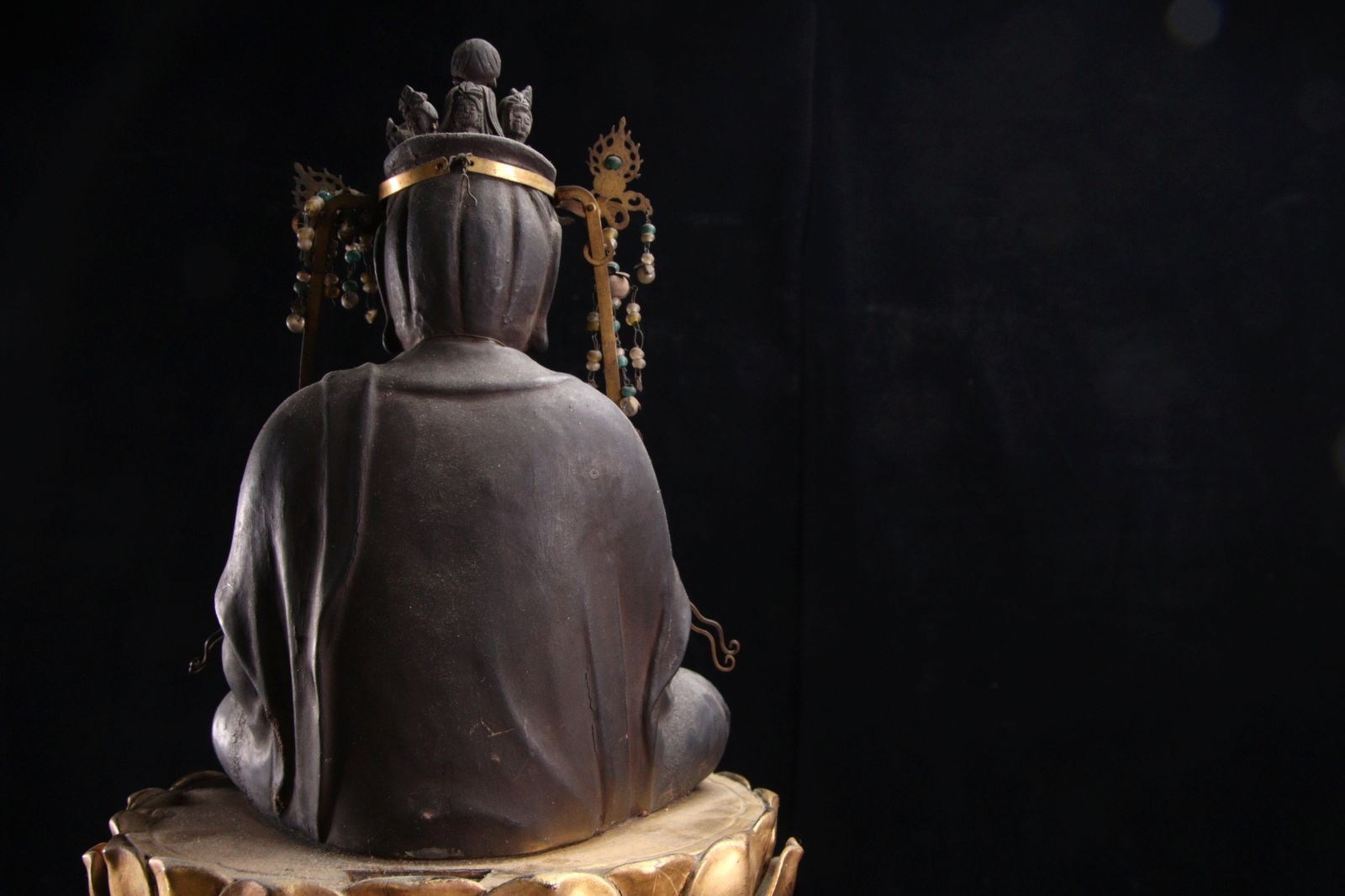 仏教美術　古銅鍍金　観音坐像　仏像　壁掛　時代箱付　D　R4885 aunkyo様専用】時代 木彫 観音菩薩坐像 45.5cm 水瓶 鍍金 仏像