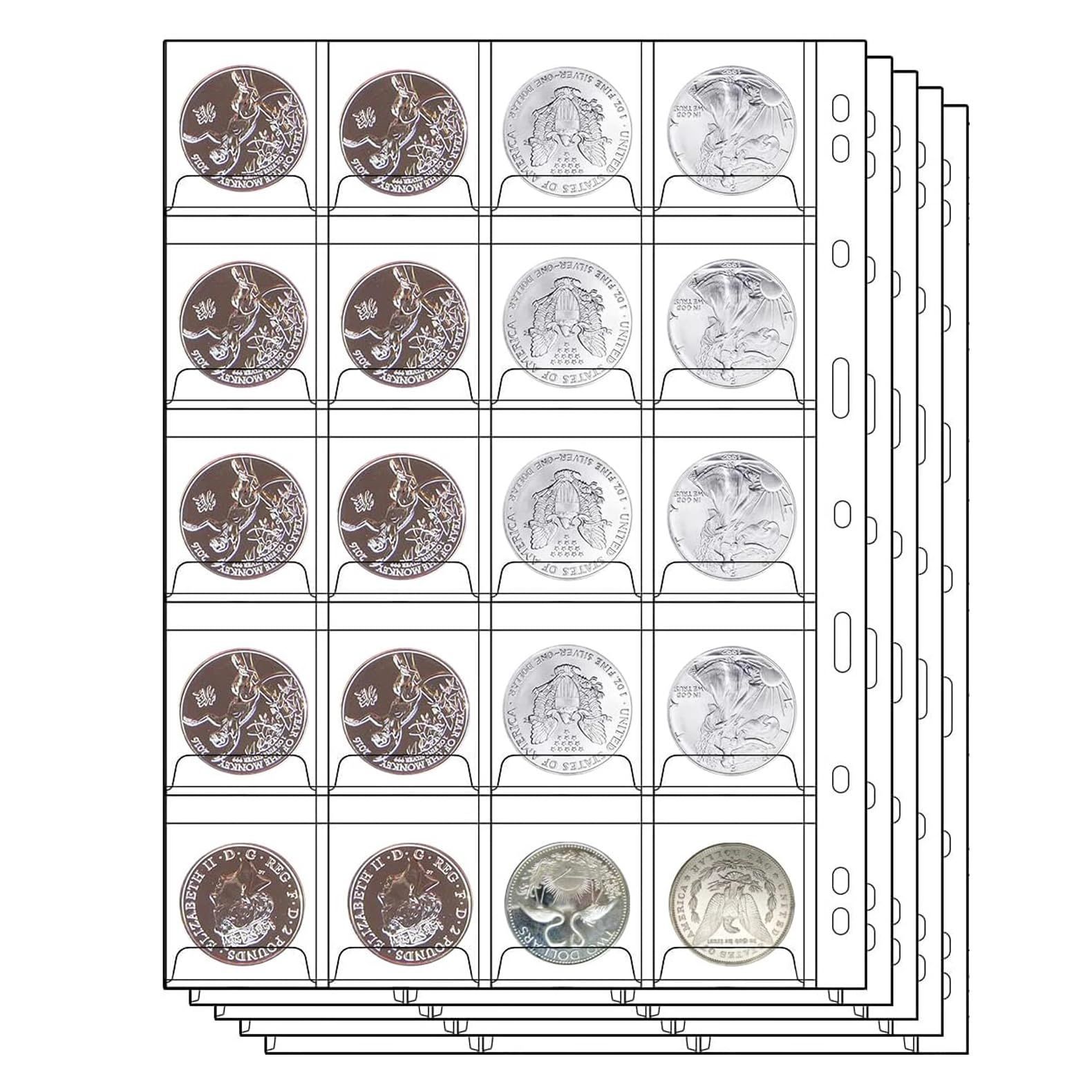 新品 Shinkito コインアルバムページ 5枚セットコインフリーポケット 切手アルバム ミニ写真 ピンバッジ スーベニアメダル 古銭 貨幣  記念硬貨 コイン収納 収集 保存用 A4サイズ標準9穴透明 (20ポケット-直径4cm対応) - メルカリ
