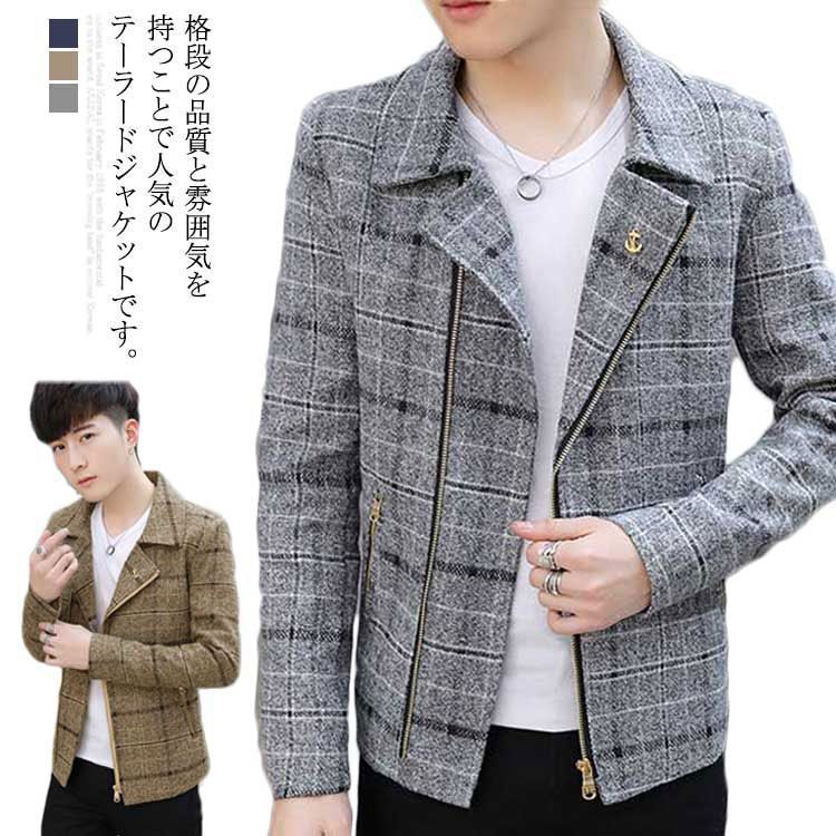 テーラードジャケット メンズ ジャケット チェック柄 着痩せ ショート丈 カジュアル 紳士服 フォマール スリム 大きいサイズ お洒落 秋服 アウター 送料無料 JWIf305