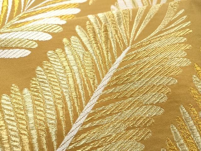 平和屋着物●六通柄袋帯　唐織　手織　枝松葉文　金糸　正絹　逸品　CAAU1127yk 平和屋着物○六通柄袋帯 唐織 手織 枝松葉文 金糸 正絹 逸品