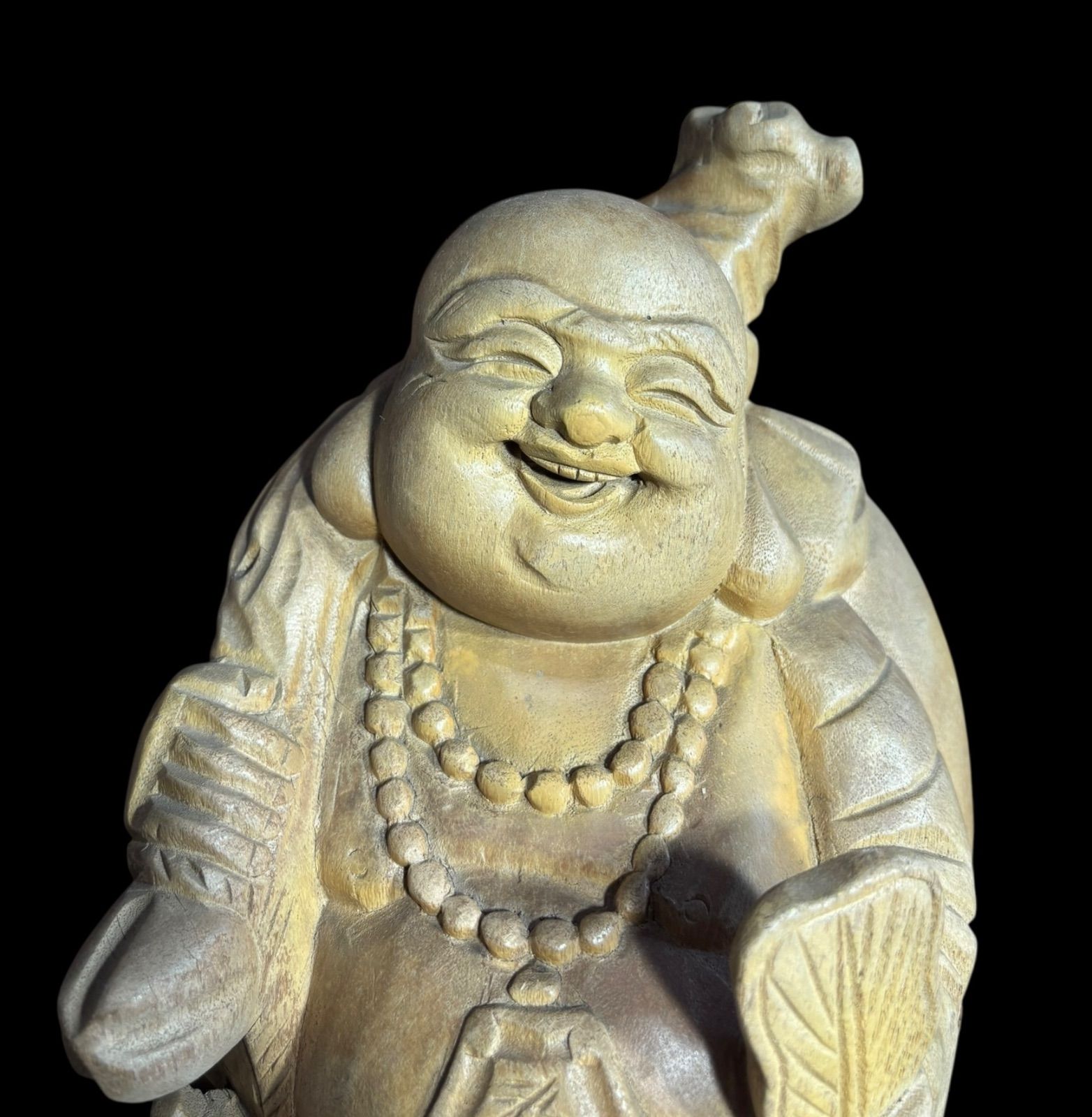 木彫り 布袋尊 七福神 薫作 木製 布袋様 作家物 開運 縁起物