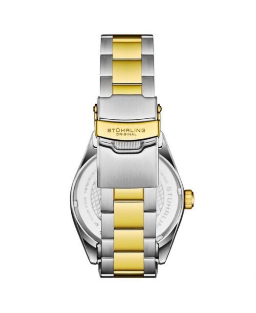 送料無料 ストゥーリング レディース 腕時計 アクセサリー Vanguard 4069 Men s Quartz Watch 42mm Silver Dial Two-Tone Bracelet Fluted Bezel Date 100M Water R