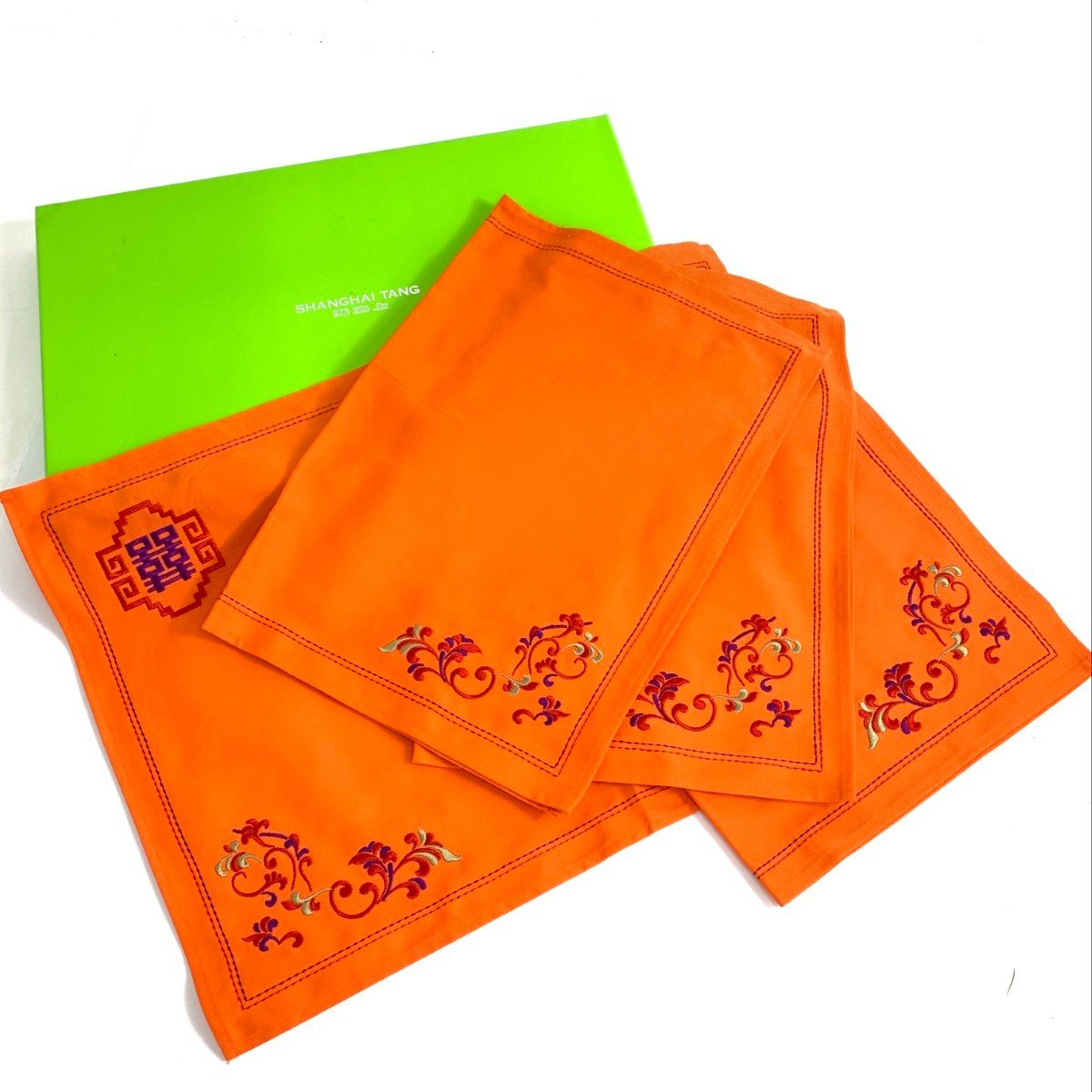 SHANGHAI TANG ランチョンマット 上海灘 シャンハイタン コットン 刺繍 ランチョンマット 4枚組