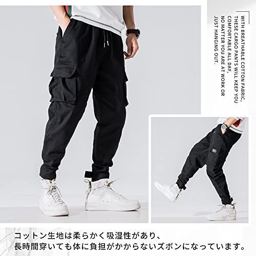 ブラック_2XL [YIMANIE] カーゴパンツ メンズ サルエルパンツ ワーク