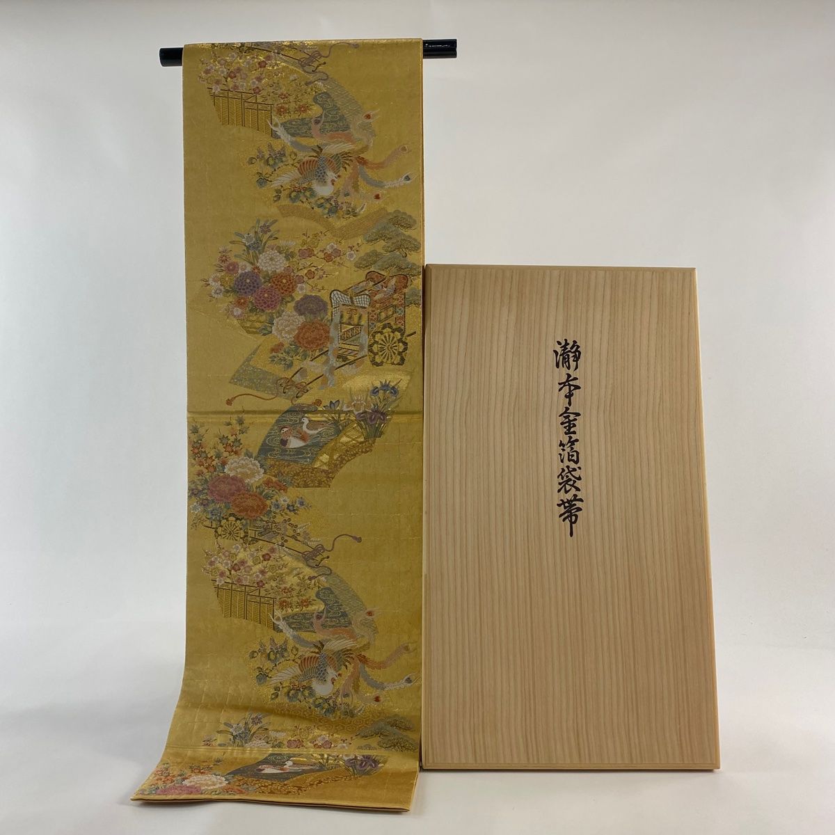 洒落袋帯　黒系　全通柄　長嶋成織物　証紙あり kimono-life_b3559875-3223ryam