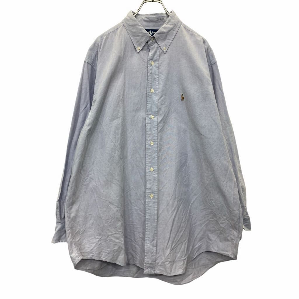 Ralph Lauren 長袖 シャツ XLサイズ ラルフローレン ボタンダウンシャツ ライトブルー コットン 古着卸 アメリカ仕入 t2409-3492