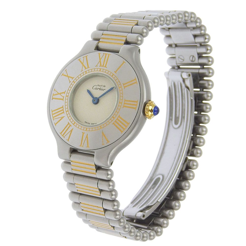 CARTIER カルティエ マスト21 SM ヴァンティアン ステンレススチール クオーツ アナログ表示 レディース ホワイト文字盤 腕時計