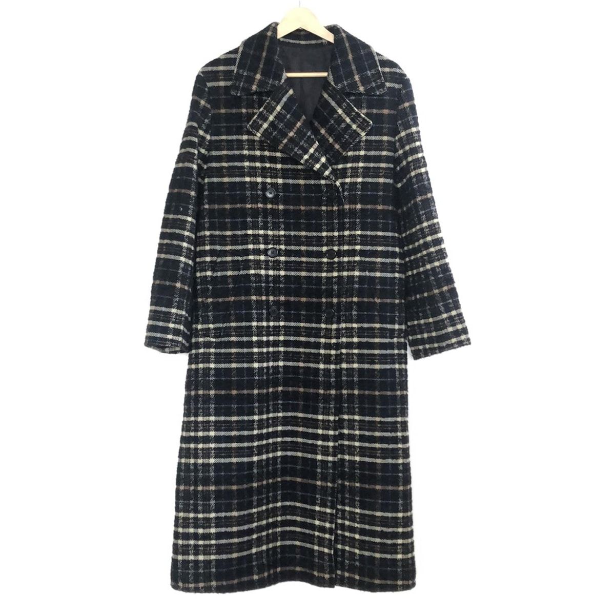 PaulSmith ポールスミス コート サイズ40 L レディース - 黒×アイボリー×マルチ 長袖 チェック柄 冬