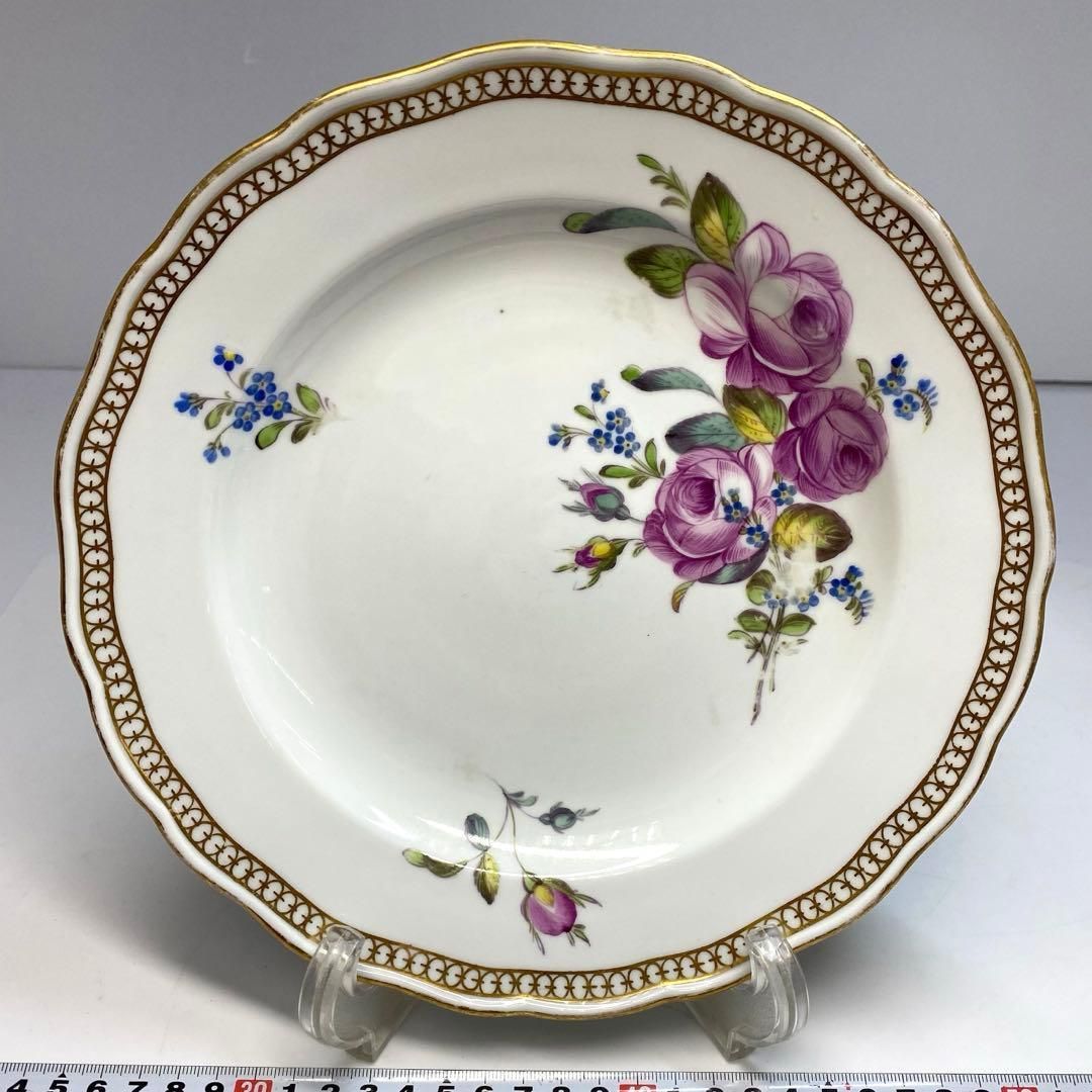1880年代 マイセンローズ プレート 幅23.8㎝ 東な6-0429