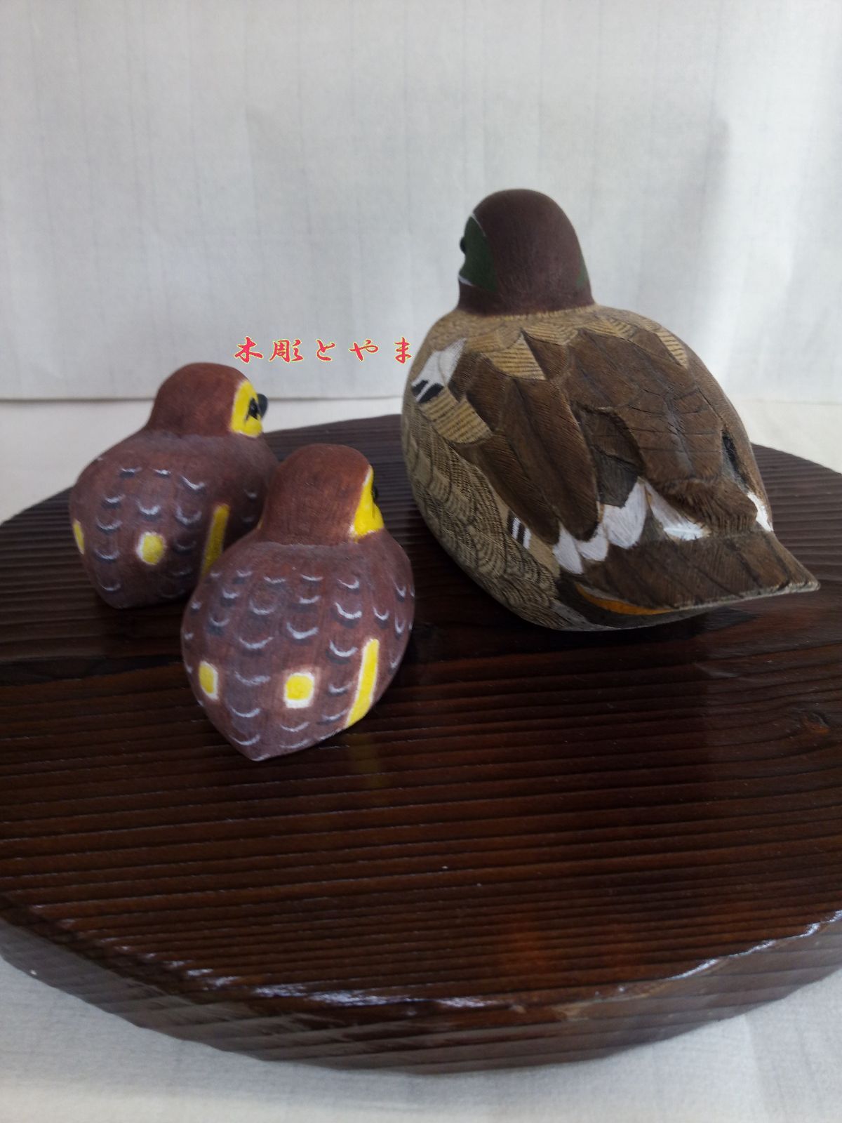 バ−ドカ−ビング 野鳥(メジロ)のオブジェ 木彫バードカービング