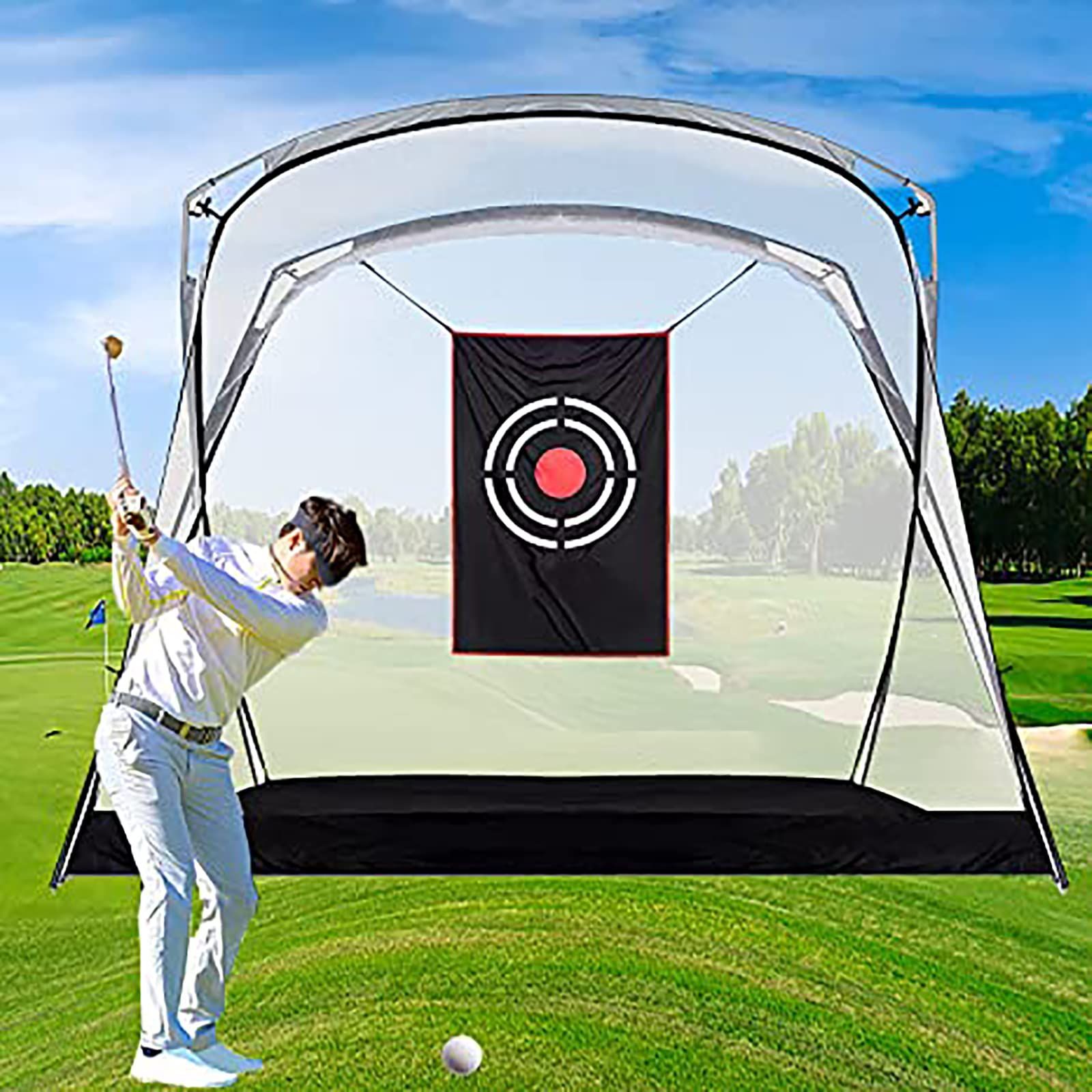 人気商品 ゴルフ練習用ネット ゴルフ用ネット 室内 屋外 庭 練習用 2.7mｘ2.1ｍｘ1.5ｍ ゴルフ練習ネット 組み立て式 ゴルフネット 収納バッグ付き ORCHID