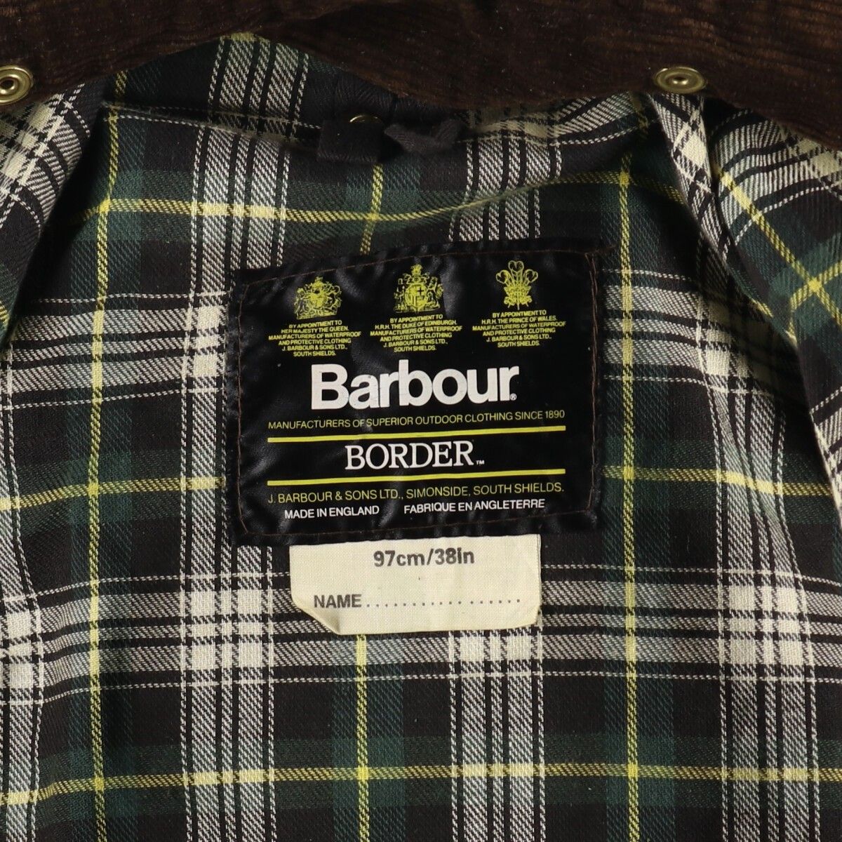 古着 80~90年代 バブアー Barbour BORDER ボーダー 旧3ワラント