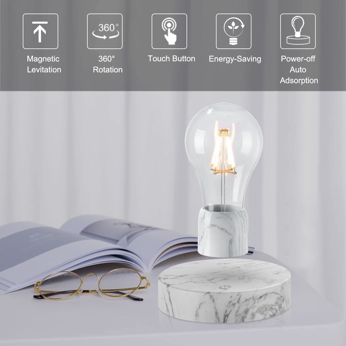 在庫処分 磁気浮上電球 タッチコントロール付きフローティングLED電球ランプ 浮上回転電球ナイトライト 創造的なギフト 技術おもちゃ 部屋のテーブルの装飾のための装飾的なデスクランプ