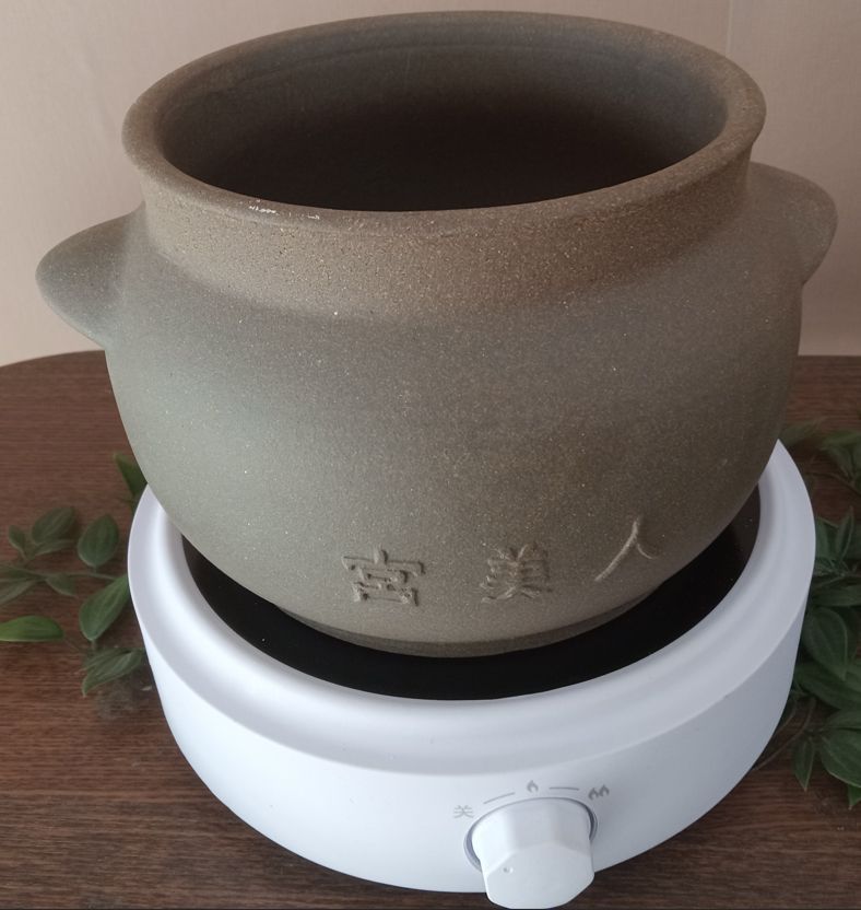 ゆずいちご【黄土よもぎ蒸し】電気コンロ 黄土よもぎ蒸し【黄土壺・電気コンロセット】素焼き 温度自動