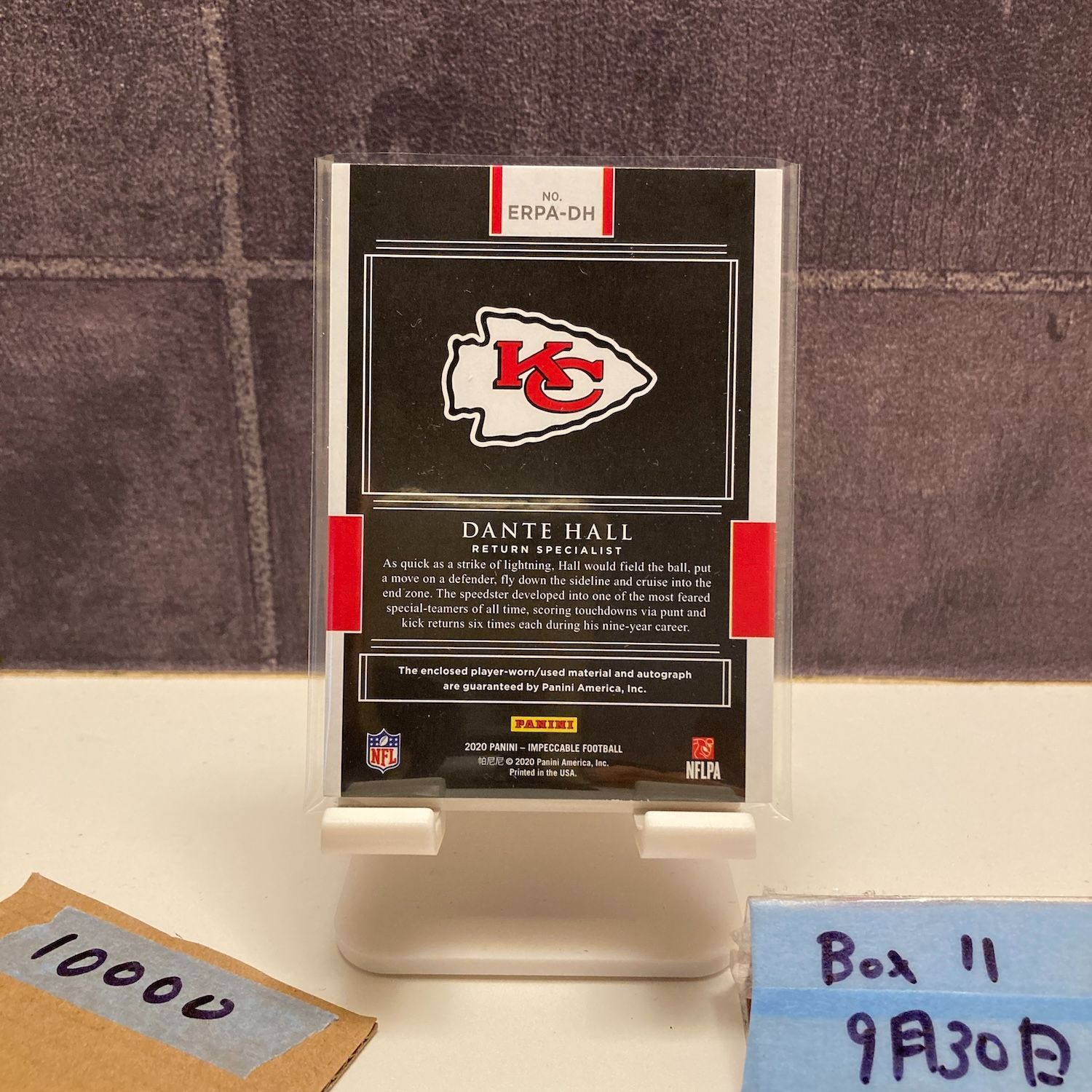 2020 Panini Impeccable Elegance Dante Hall 08 35 サイン Kansas City Chiefs パッチ カード