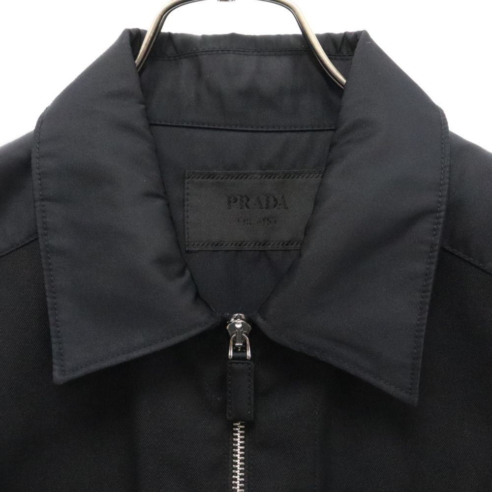 PRADA (プラダ) 22SS Wool × Re-Nylon Shirt ウール リサイクルナイロン シャツジャケット ジップシャツ 素材切替  SC569 S221 1XT0 ブラック