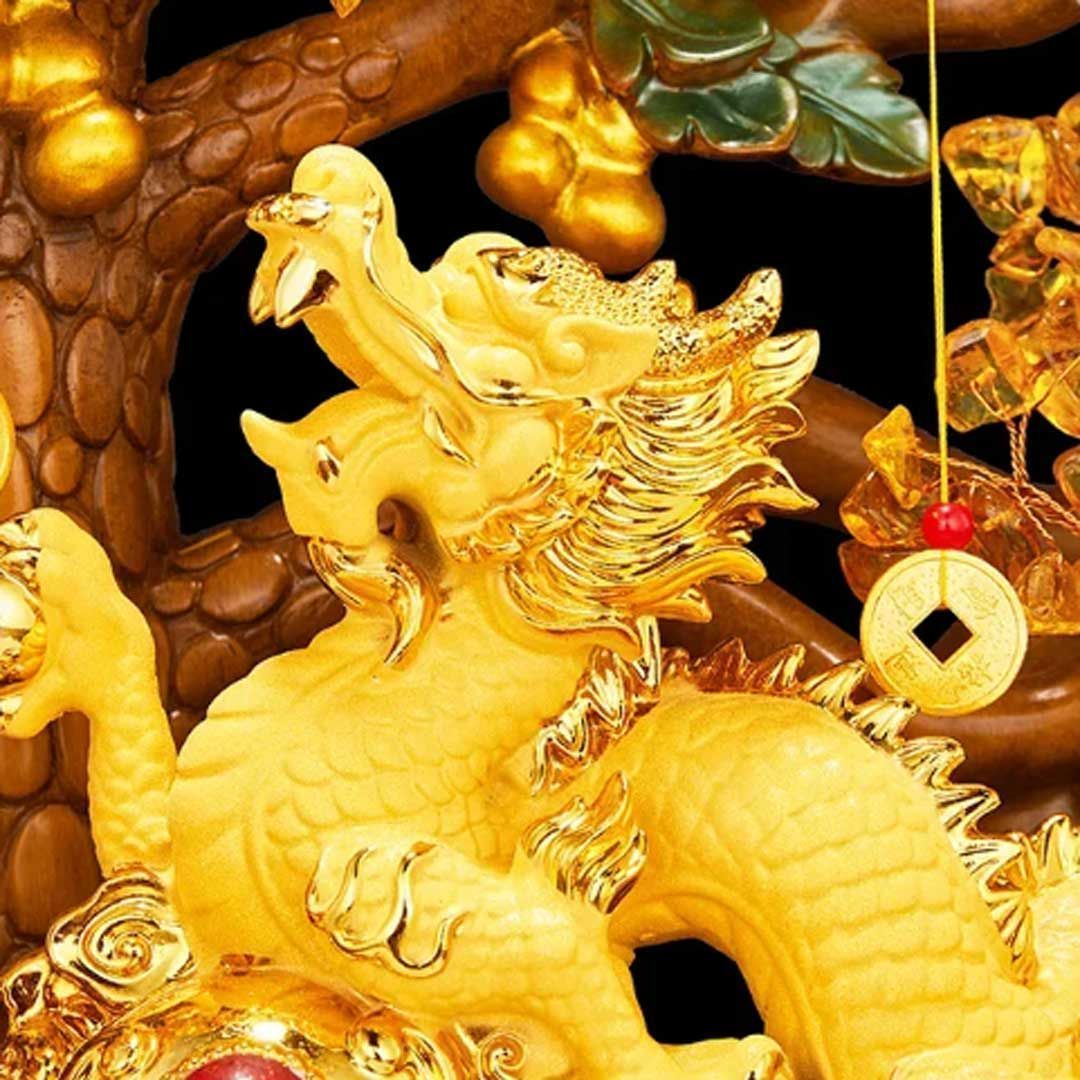 開運絵画 龍神様 商売繁盛 家庭円満 龍樹 金の成る木 天然石アメジスト