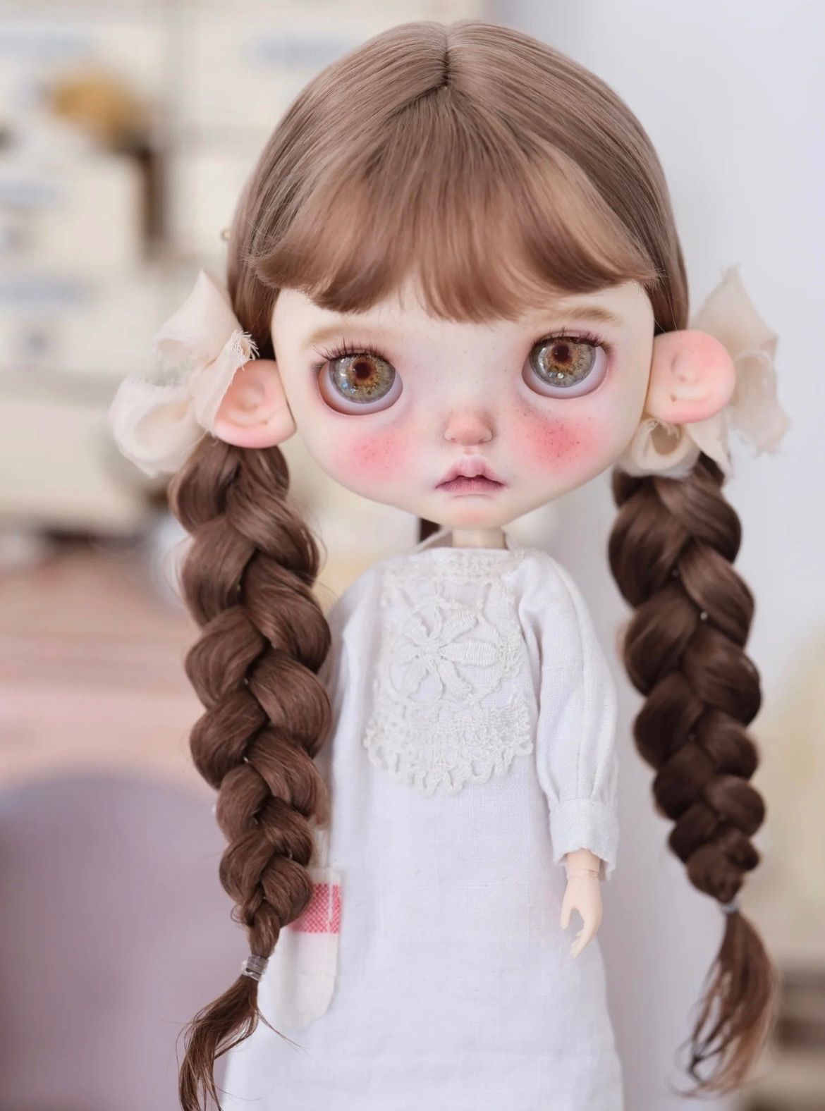 【即日発送】coffee 11 モヘアウィッグ ブライス ウィッグ モヘアウィッグ 海外作家 ダブル編み ブラウン