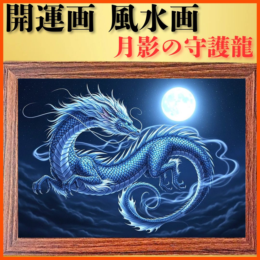 開運 風水 絵画風 ヒーリングアート】月影の守護龍 写真 幸運