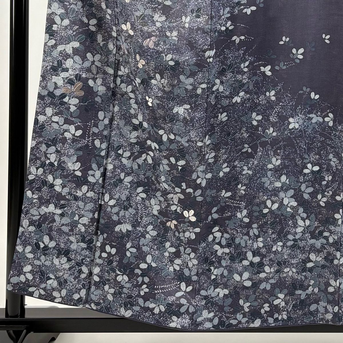 訪問着 身丈157cm 裄丈64.5cm M 袷 萩 刺繍 銀糸 灰紫 正絹 名品