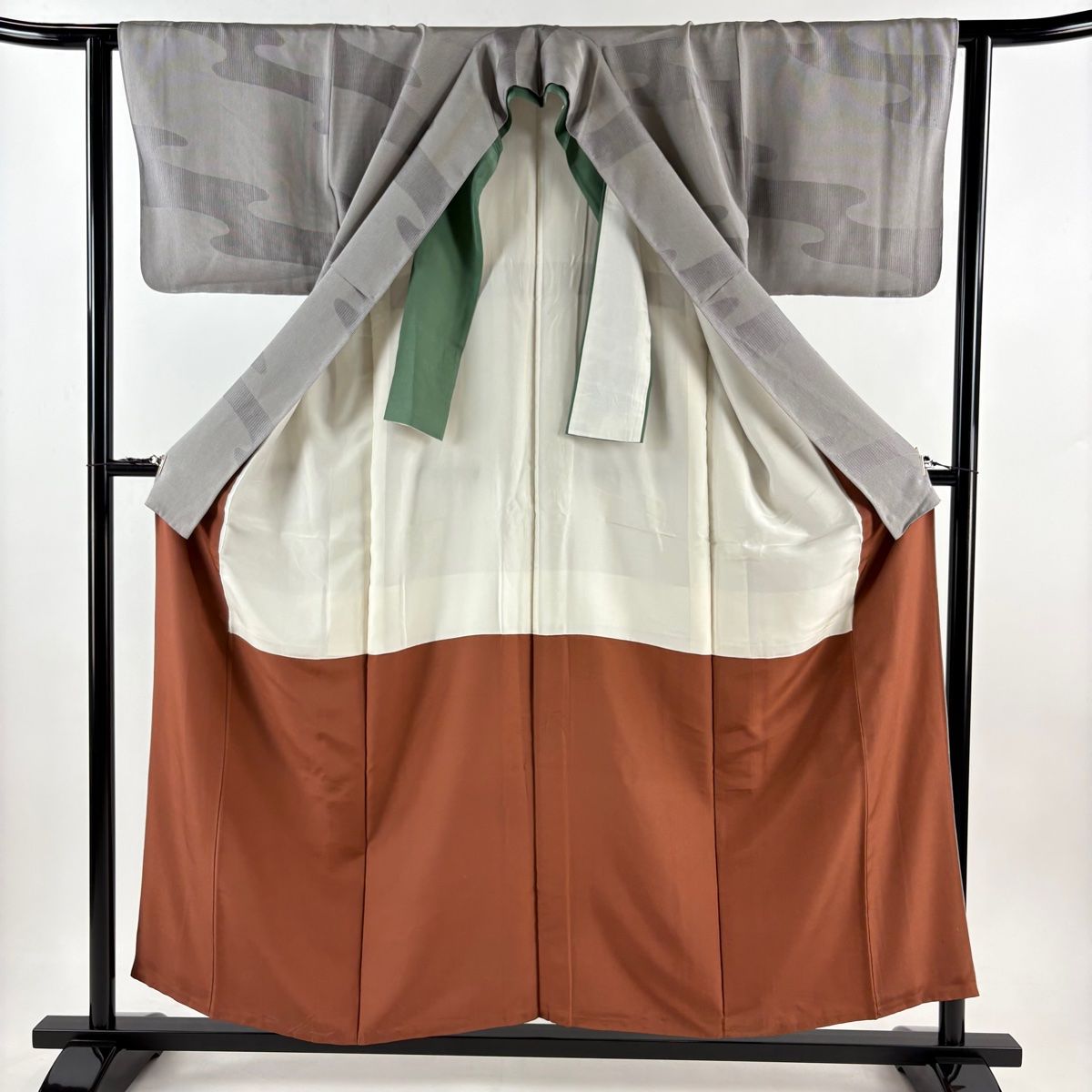 江戸小紋 袷 正絹 万筋 廣瀬雄望 一ツ紋 洒落柿色 身丈152裄63.5