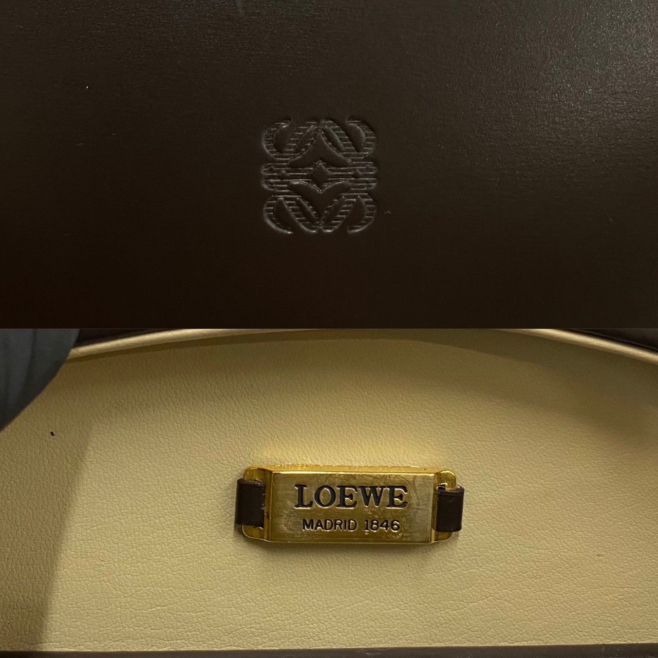 ほぼ未使用 希少品 LOEWE ロエベ アナグラム ロゴ カーフレザー 本革 ...