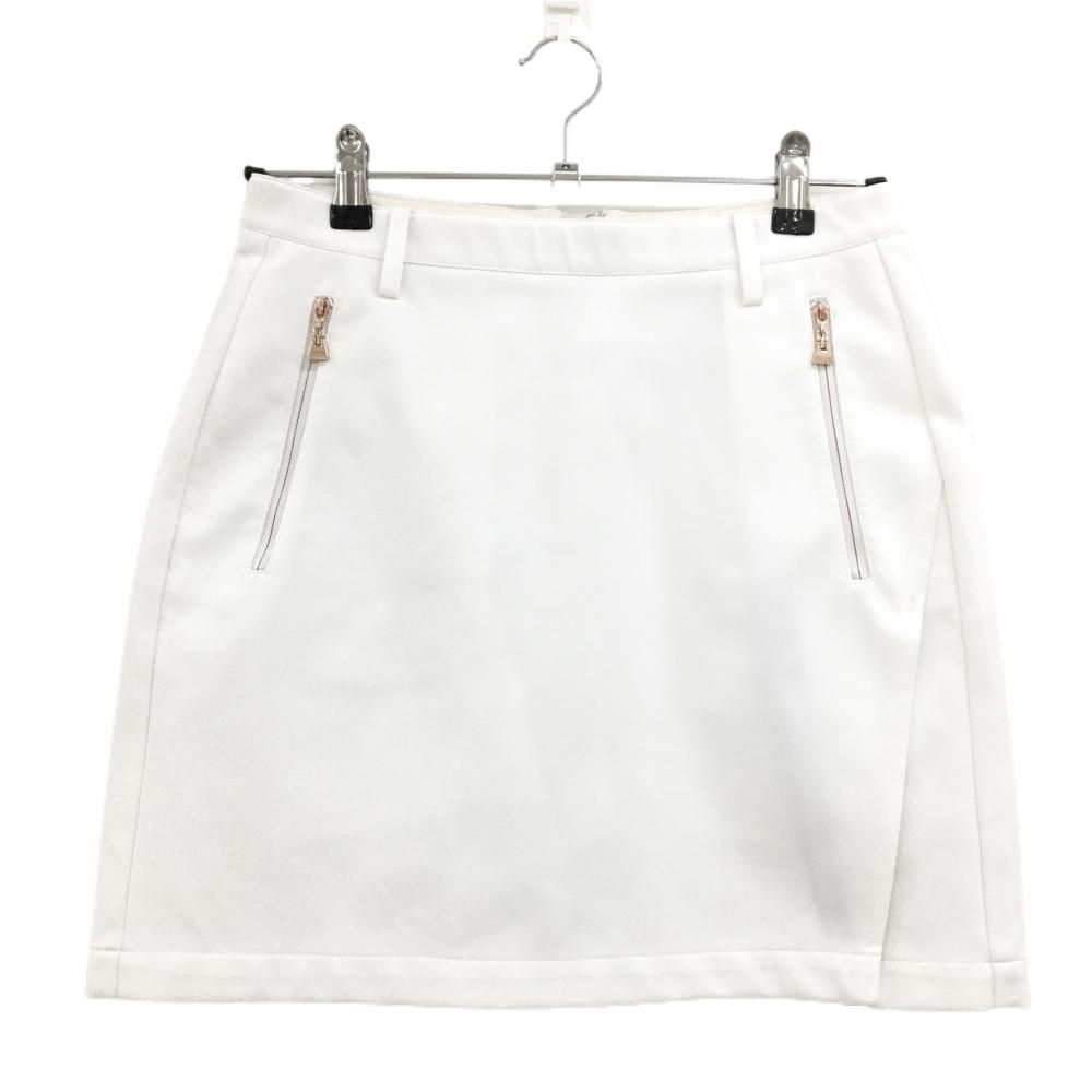 マークアンドロナ スカート 白 ジップポケット 内側インナーパンツ